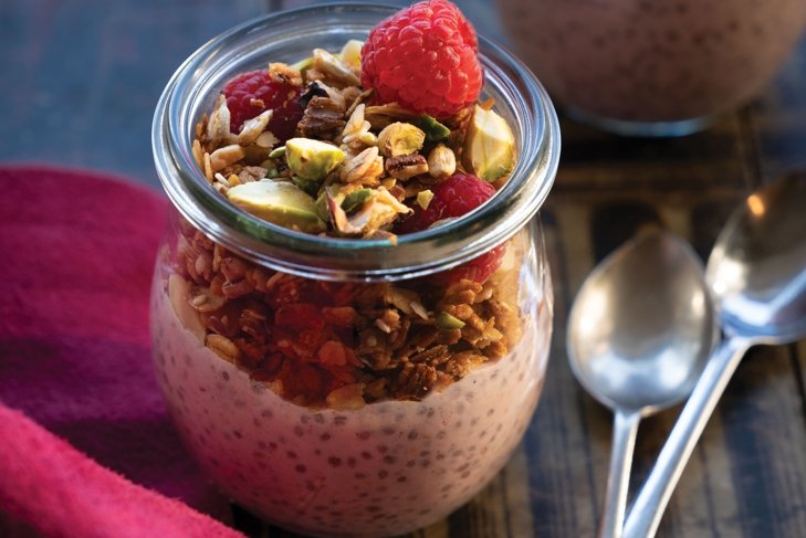 Granola Raspberry Chia Pudding