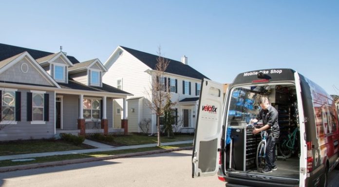 This futuristic bike shop comes to you